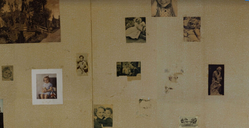 Secret Annex wall photos hung by Anne Frank