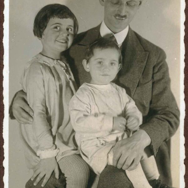 Otto Frank with daughters Margot and Anne Frank portrait